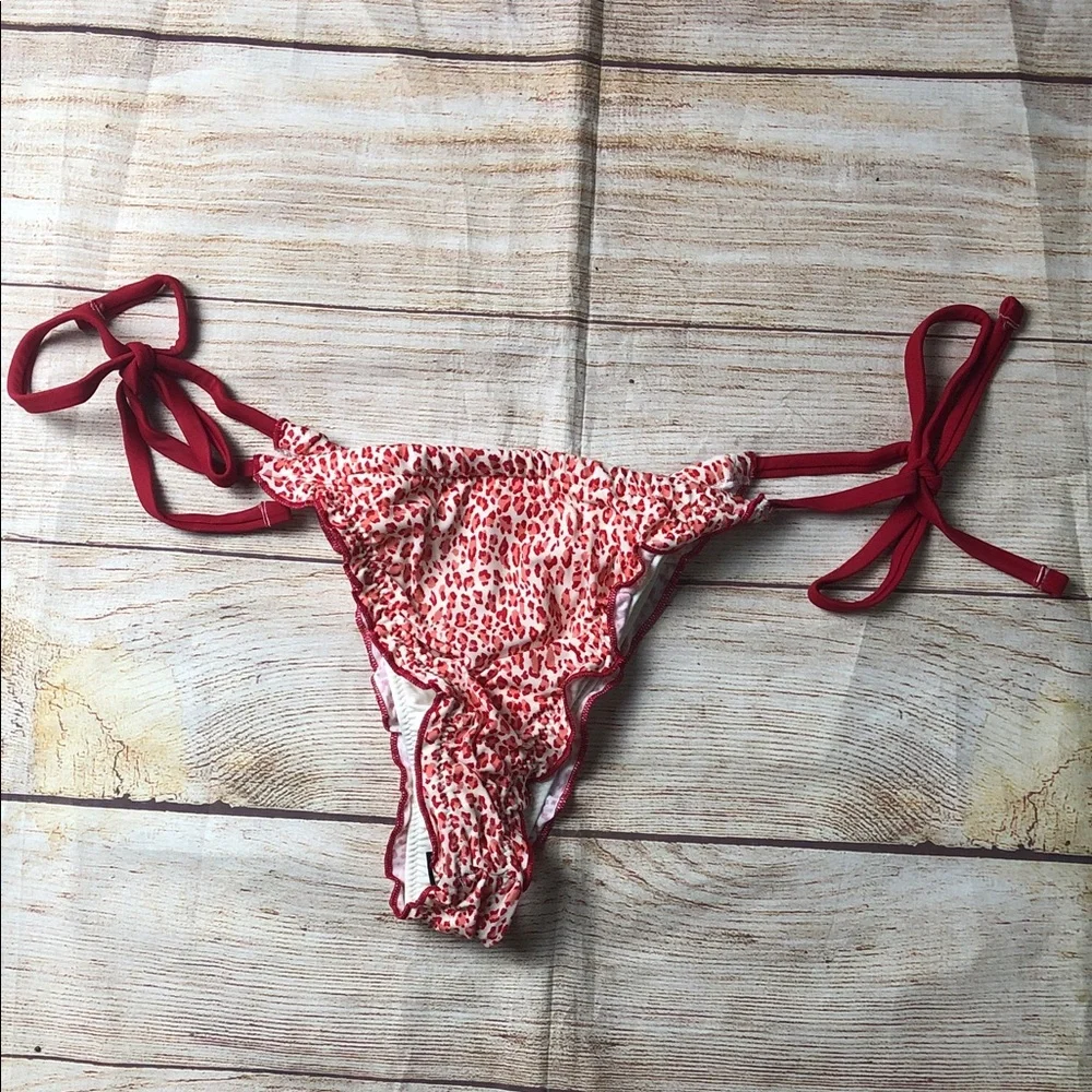 Frankie's Bikinis‎ x PINK Red and White Animal Print Bikini Bottom